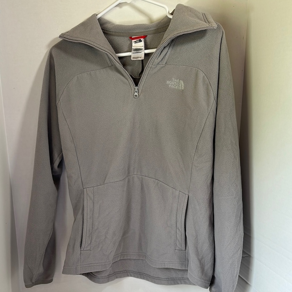 The north face gray fleece pullover size medium
